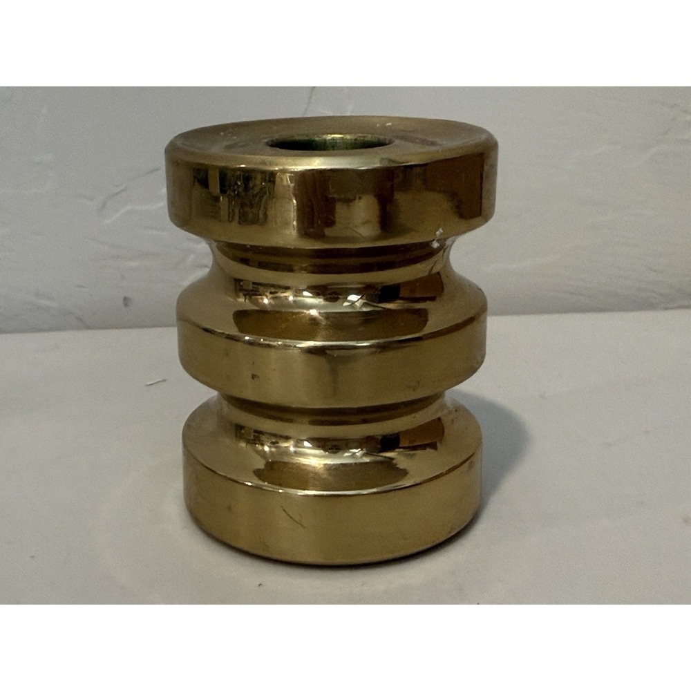 Vintage Gold Tone‎ Heavy Brass Valsan Small Candlestick Holder Portugal 3" H